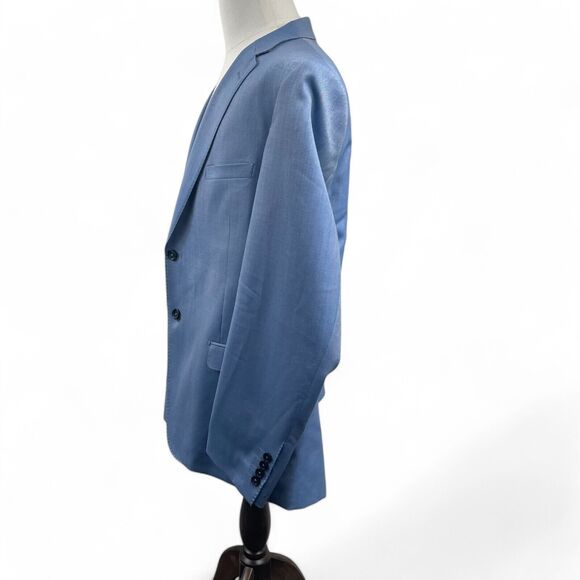 Tiglio Luxe 100% Wool Blue Sangria Jacket Blazer 48R Viscose Paisley Lining - Picture 3 of 13